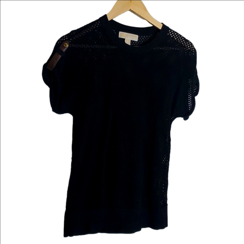 Micheal Kors Knit Short Sleveved Black Top Size Small
